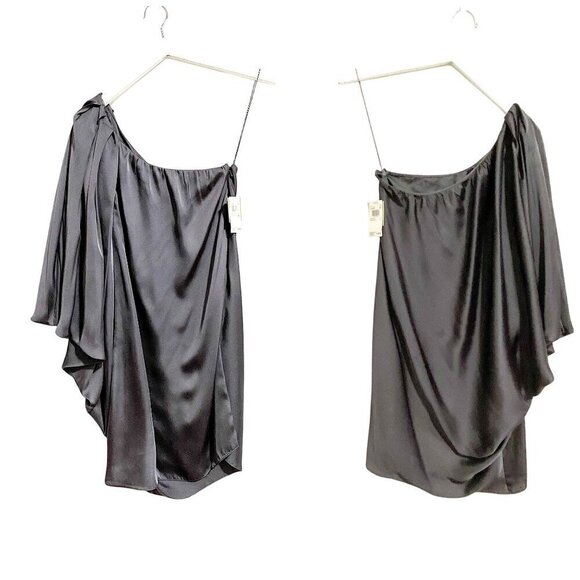 NWT Aidan Aidan Mattox Asymmetric Batwing Dress, Size 4, Gray - Picture 4 of 13